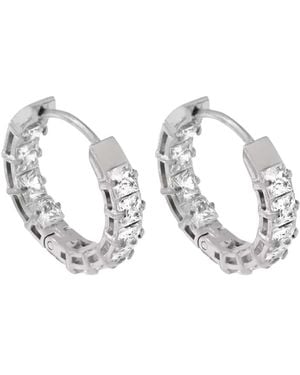 Nazzar Princess Cut Cz Hoop Earrings - Metallic