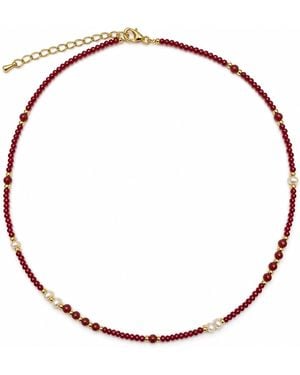Angel Barocco Agate & Freshwater Pearl Beaded Necklace - Metallic