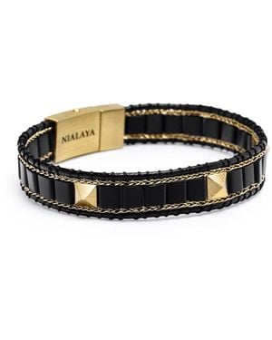 Nialaya Onyx Stud Bracelet - Brown