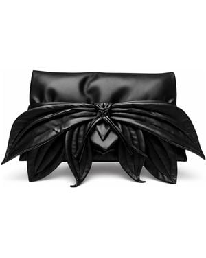 Julia Allert Petal Faux Leather Evening Clutch Bag - Black