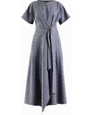 Meem Label Baxter Grid Wrap Dress - Blue