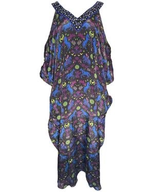Any Old Iron Hand-Beaded Neckline High Horse Dress - Blue