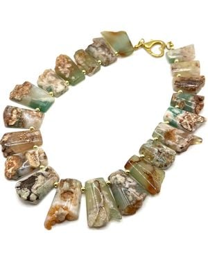 Achala Handcrafted Neutrals Earthstone Statement Necklace - Metallic