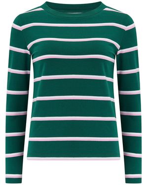 Sugarhill Josie Jersey Top, Colour Pop Stripe - Green