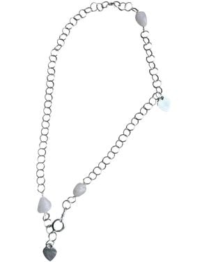 Tg-Jewellery by Tamara Gervasio Rose Quartz Pebble Sterling Heart Necklace One Of A Kind - Blue