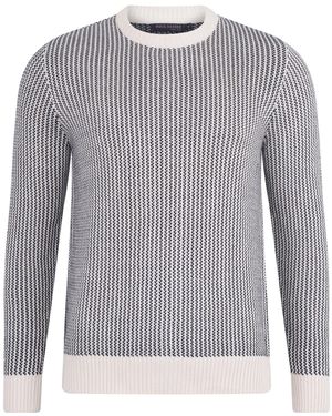 Paul James Knitwear Cotton David Fisherman Tuck Stitch Jumper - Grey
