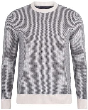 Paul James Knitwear Cotton David Fisherman Tuck Stitch Jumper - Grey