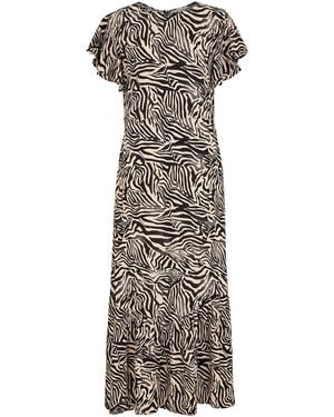 Lily and Lionel Neutrals Zelda Tiered Zebra Print Maxi Dress - Natural