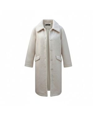 Circular Path Neutrals Fuzzy Long Coat - Natural