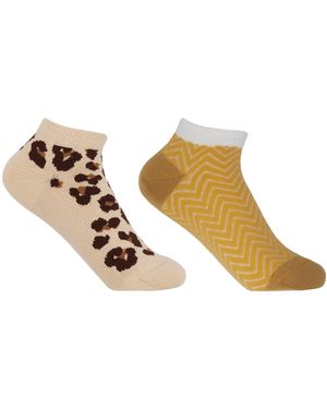 Peper Harow - Made in England Leopard & Zigzag Trainer Socks Bundle - Metallic