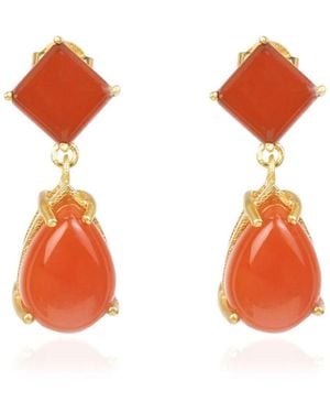 Lila Rasa Scarlet Flame Carnelian Stone Earrings - Orange