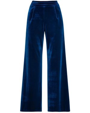 Rumour London Avery Velvet Wide-Leg Trousers - Blue