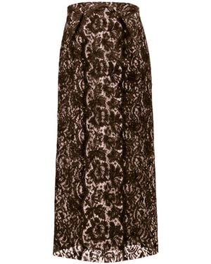 L2R THE LABEL Lace Amal Draped Skirt - Brown
