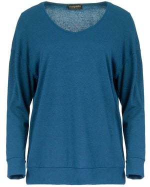Conquista Petrol V Neck Knit Top - Blue