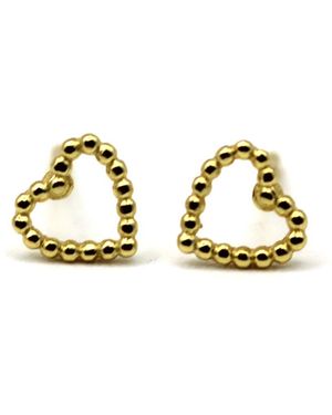 VicStoneNYC Fine Jewelry 14K Bubble Cute Heart Solid Earrings - Metallic