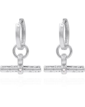 Luna Charles Cassia T-Bar Huggie Earrings - White