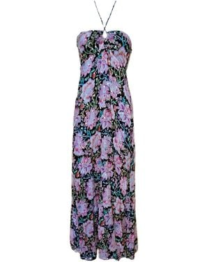 Introvertie VIENNA Forgot About You Flowy Bandeau Viscose Lurex Maxi Dress - Blue