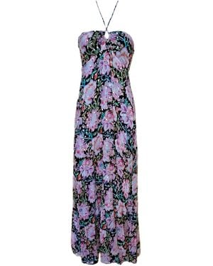 Introvertie VIENNA Forgot About You Flowy Bandeau Viscose Lurex Maxi Dress - Blue