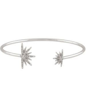 Artisan 14K Diamond Starburst Open Cuff Bangle Bracelet - Metallic