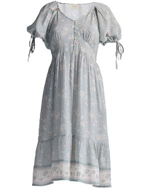 REISTOR Puff Sleeve Midi Dress - Gray