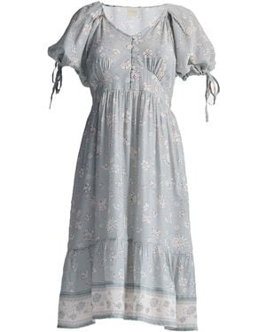 REISTOR Puff Sleeve Midi Dress - Gray