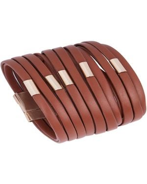 Saachi Multi Strand Vegan Leather Sienna Bracelet - Brown