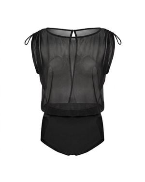 Serotone Swim Mesh Top One Piece - Black