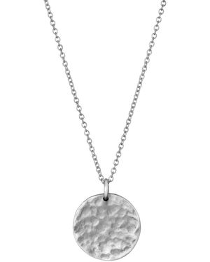 Posh Totty Designs Silver Textured Disc Necklace - Metallic