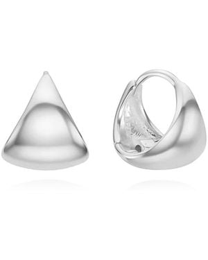 Cote Cache Triangle Dome Huggie Hoop Earrings - Metallic