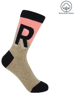 Peper Harow - Made in England Alphabet Socks – R - Black