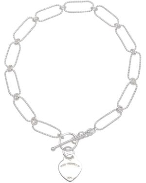 Von Treskow Twisted Open Clip Chain Bracelet With Flat Vt Heart - Metallic