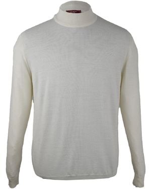 DAVID WEJ Neutrals Dennis Wool Mock Turtle Neck Jumper - Grey