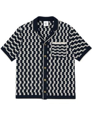 Live Kolibri Crochet Button-Up Shirt - Black