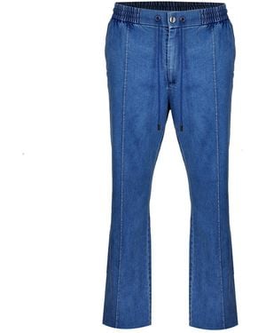 DAVID WEJ Stretch Denim Drawstring Relaxed Trousers - Blue