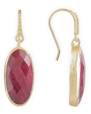 Giselle Vale — London Charis Oval Gemstone Earrings Ruby - Pink
