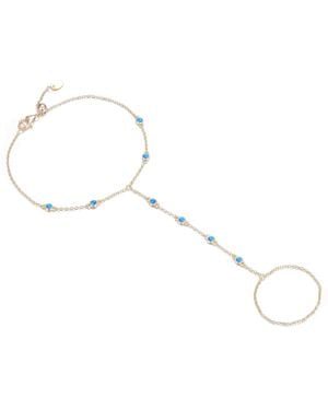 KAMARIA Eternal Line Hand Chain Bracelet With Opal - Metallic