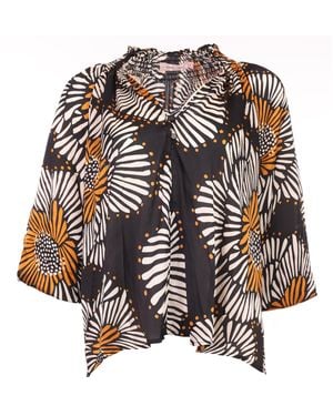 Traffic People Holding On Floral Madding Blouse - Black