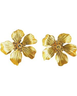 The Pink Reef Large Golden Floral With A Star Crystal Centre - Yellow