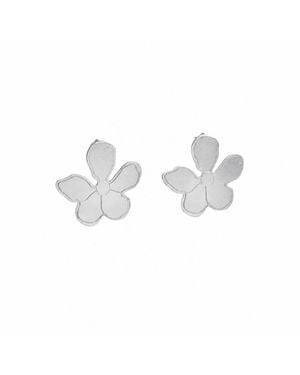 Silver Moon Flower Empress Sterling Earrings - Metallic