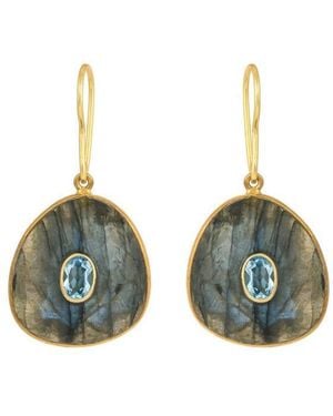 Opium Jewels Labradorite Drops With Inlaid Topaz Stones - Green