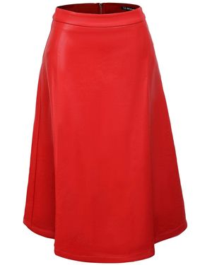 Smart and Joy Pu Trapeze Skirt - Red