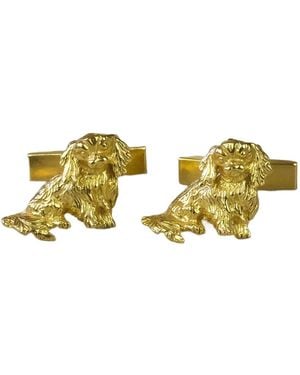 Simon Kemp Jewellers King Charles Spaniel Cufflinks Eighteen Carat On Sterling - Yellow