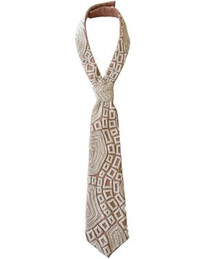 NANDANIE Neutrals The Embroidered Art Deco Petite Necktie - Metallic