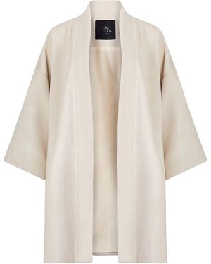 Niran Neutrals Silvia Cream Wool Kimono Jacket - Natural