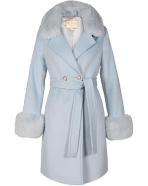 Santinni Rear Window 100% Cashmere & Wool Coat - Blue