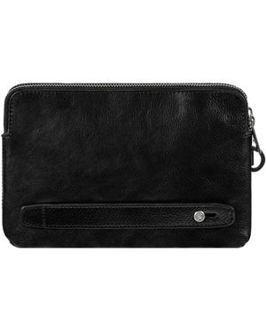 Time Resistance Leather Clutch - Black