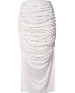 AGGI by HALEWSKI Kristin Pearl Creased Midi Skirt With Slits - White