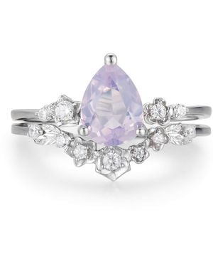 Azura Jewelry New York Floral Symphony Amethyst Ring Set Vermeil - White