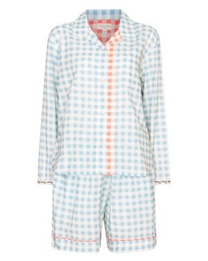 NoLoGo-chic Gingham Set Shorts Pj Cotton - Blue