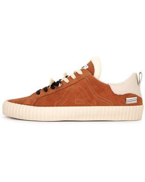 Springa | Unique Vulcanized Sneakers Italian Handmade Wavy Suede Terracotta Trainers - Brown